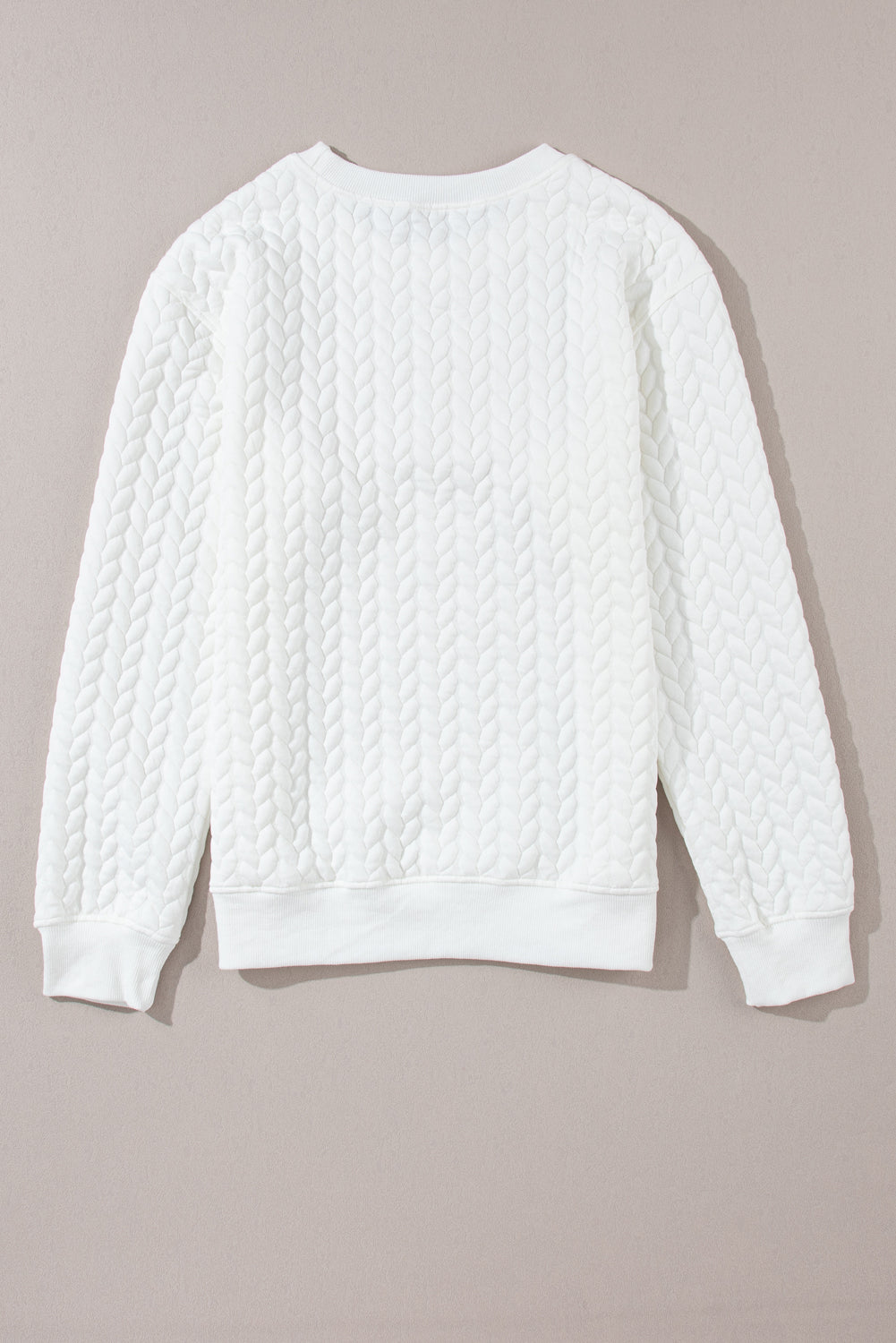 White XOXO Glitter Chenille Cable Knit Pullover Sweatshirt