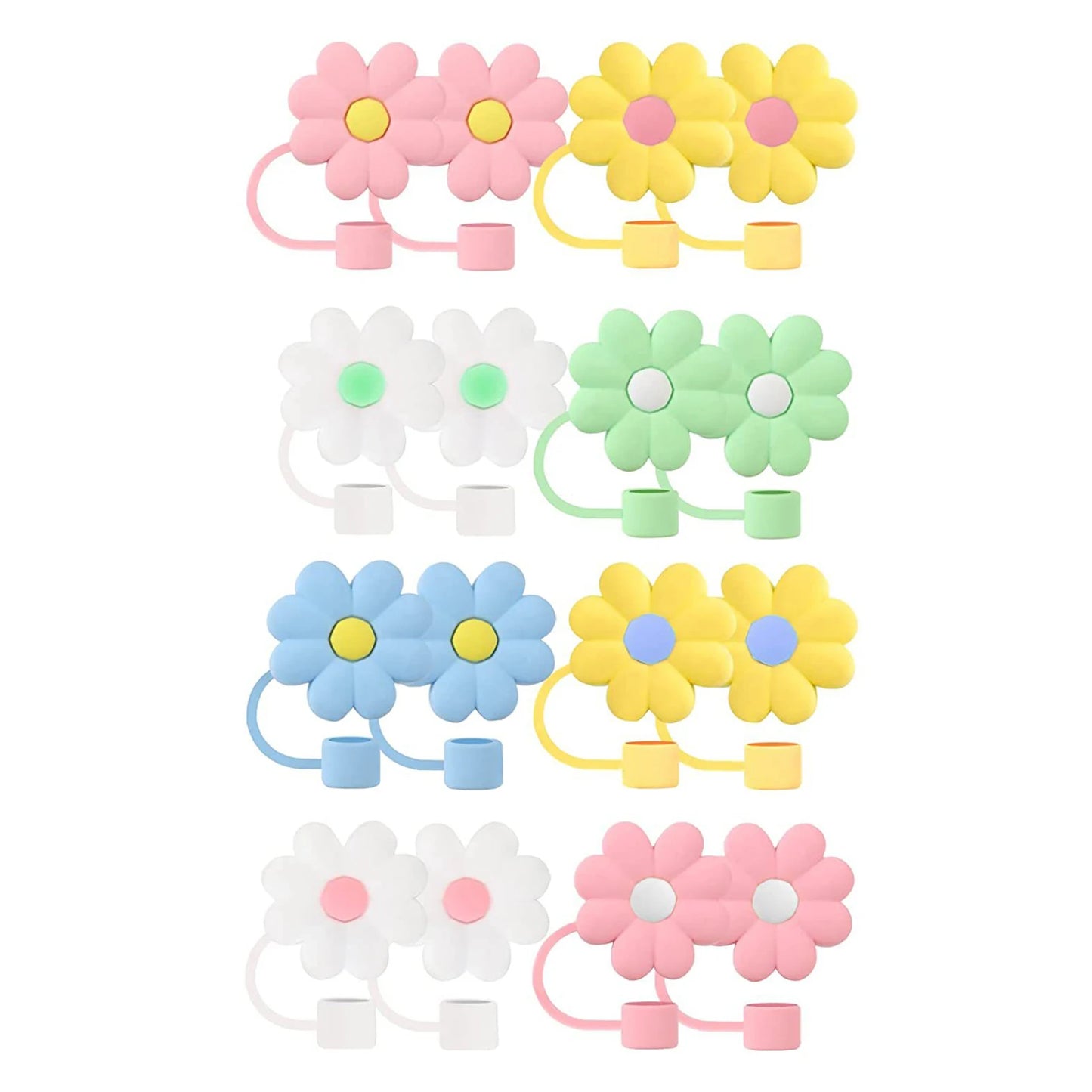 8 PCS & 16 PCS Silicone Soft Reusable Straw Covers