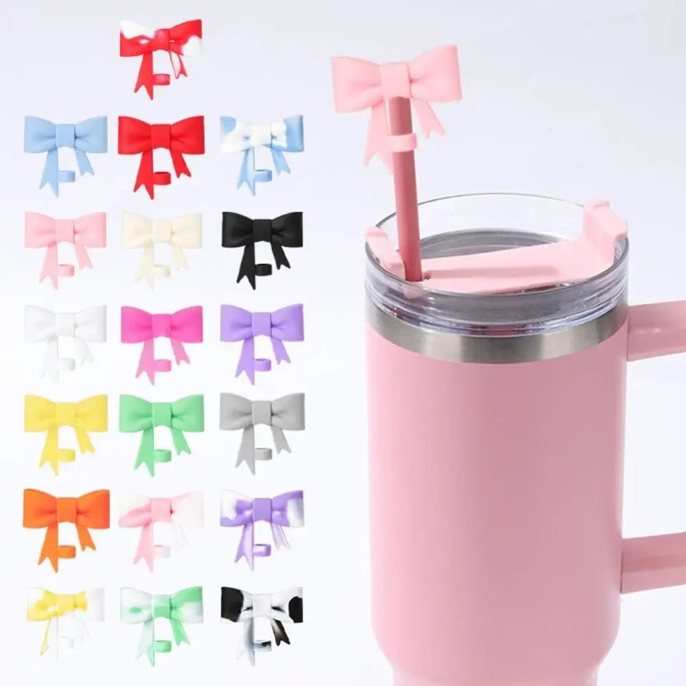 Splash Proof Silicone Straw Covers Reusable Dust Proof Plugs Protector Bow Straw Cover Cap Leak-Proof for /Tumbler Cup