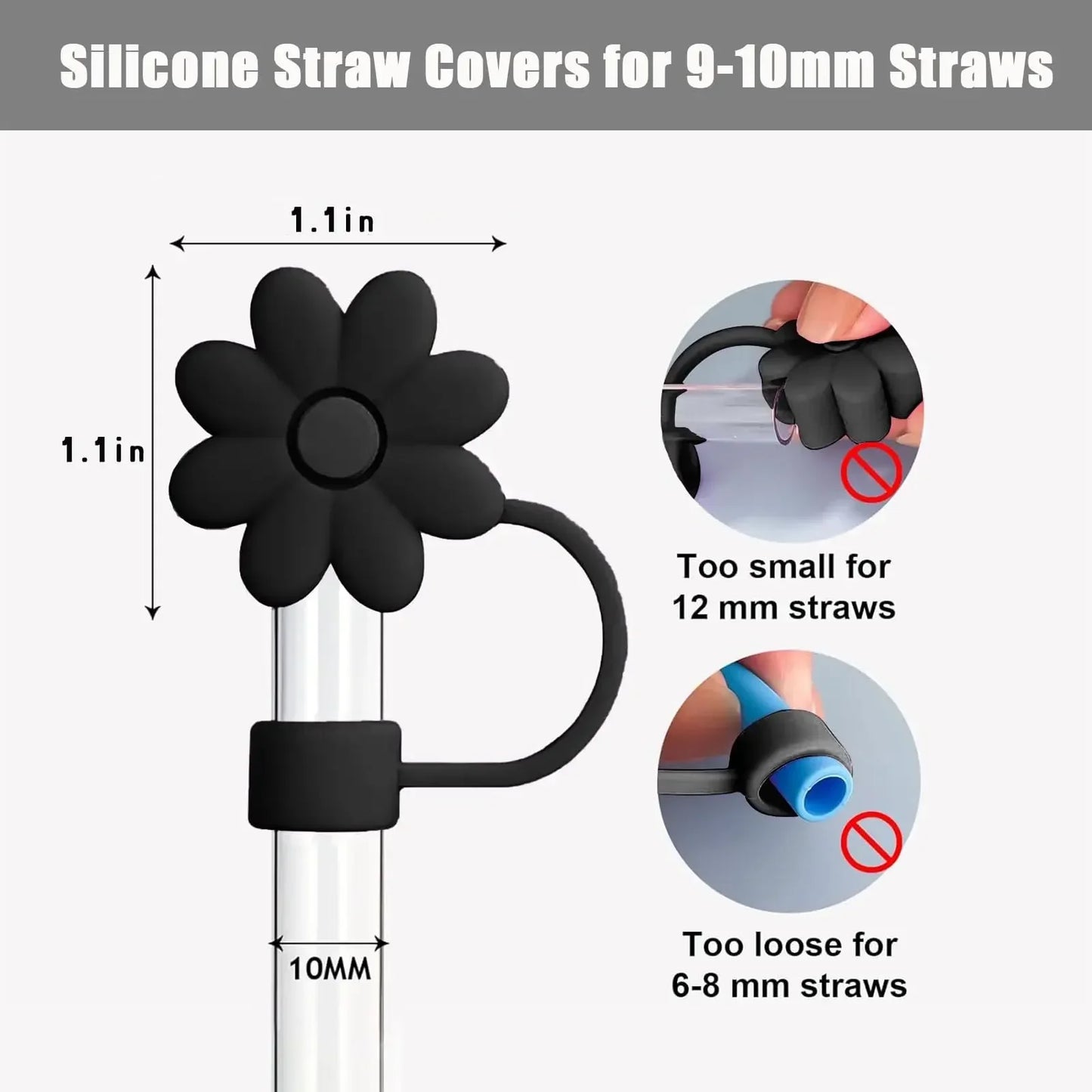 4 PCS Flower Straw Covers Toppers for Stanley Cups